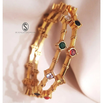 Minimalist Navaratna Inspired Silver Bangles 106