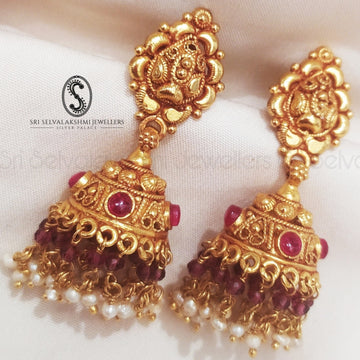 South Indian Traditional Temple Silver Jhumki
