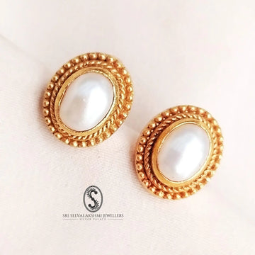 Statement Pearls Temple Silver Studs 202