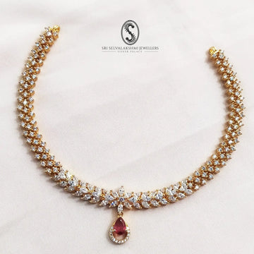 Bridal Minimalist Diamond Inspired Silver Necklace