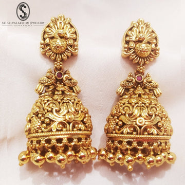 Bridal Nakas Silver Jhumkis - Peacock