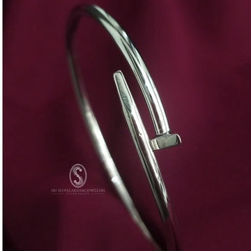 Stoneless Everyday Silver Ladies Kada Bracelet