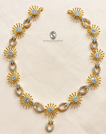 Gold coated silver necklace with diamond inspired accents