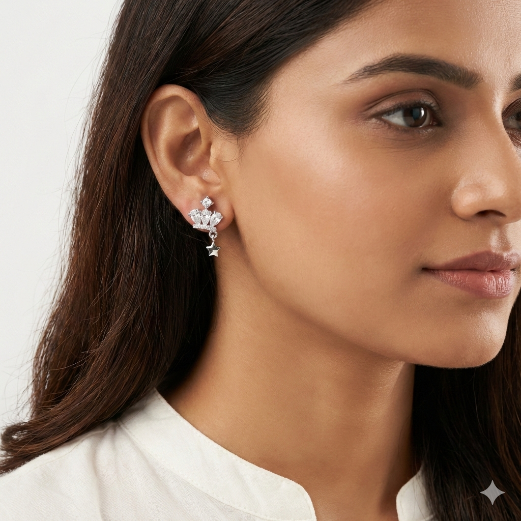 Queen's Crown Silver Earrings 419