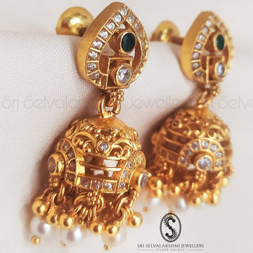 Contemporary Silver Temple Jhumki