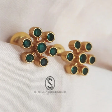 Simple Green Temple Silver Studs