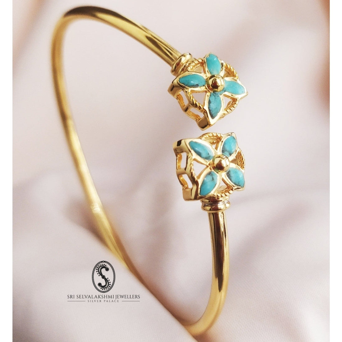 Turquoise Gold Coated Silver Felxi Bracelet