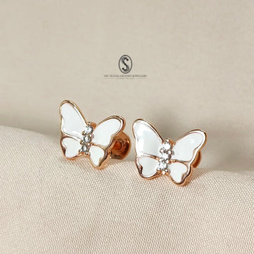 White Butterfly 925 silver Stud