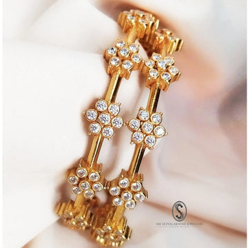Karaikudi Style Diamond Inspired 925 Silver Bangles 101