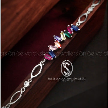 Rainbow cluster Silver Bracelet 402