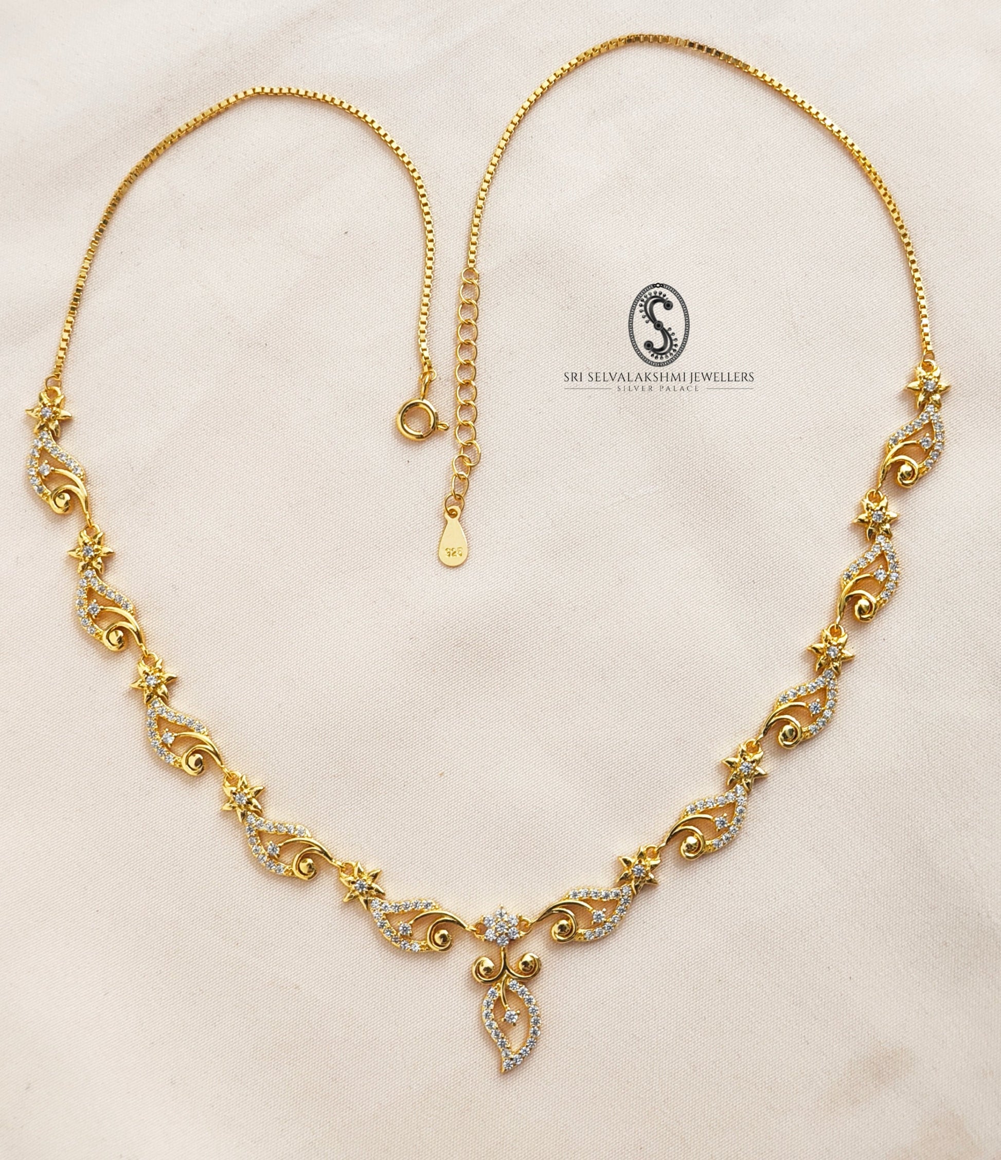 gold coated silver necklace lighweight