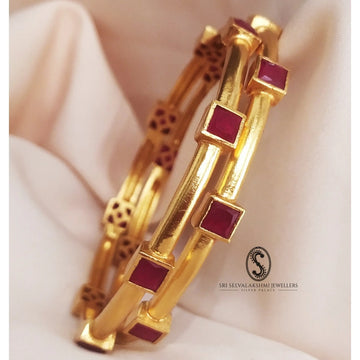 Retro Style Gold Coated Silver Temple Bangles 112