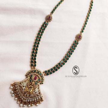 Hyderabad Bridal Green Temple Haram 925 Silver 117