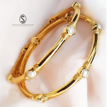 Pearl Inspired Silver Bangles