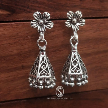 Floral dangle Antique Silver Jhumkis 409